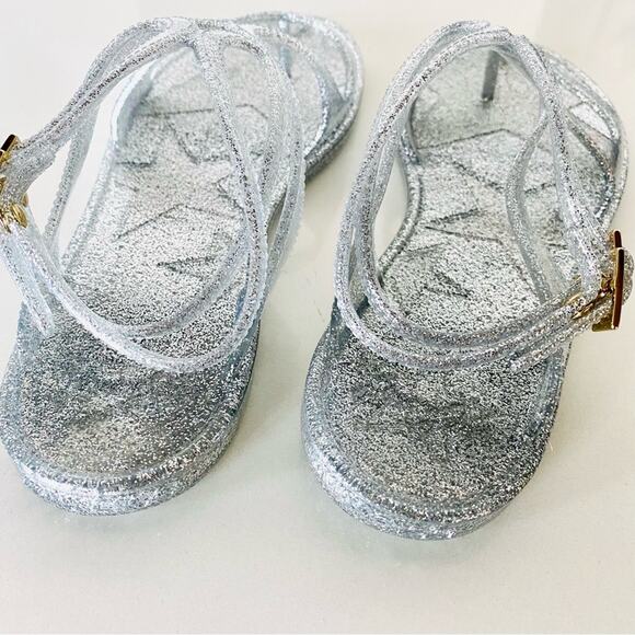 NEW JIMMY CHOO Lance Jelly Gladiator Silver Sparkle Double Strap Sandals 40 10 - Picture 4 of 15